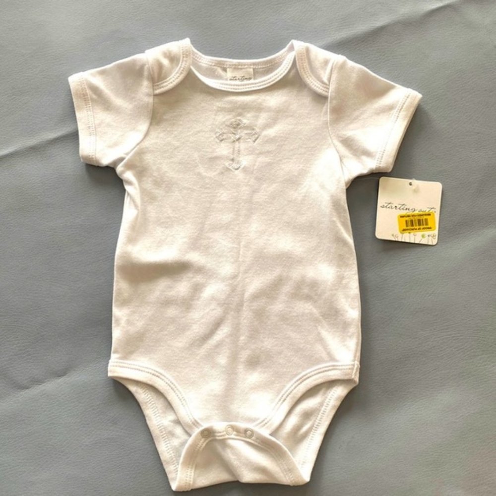 Baptismal Baby Onesie 9 months Baptism Cross Catholic Christening Christian